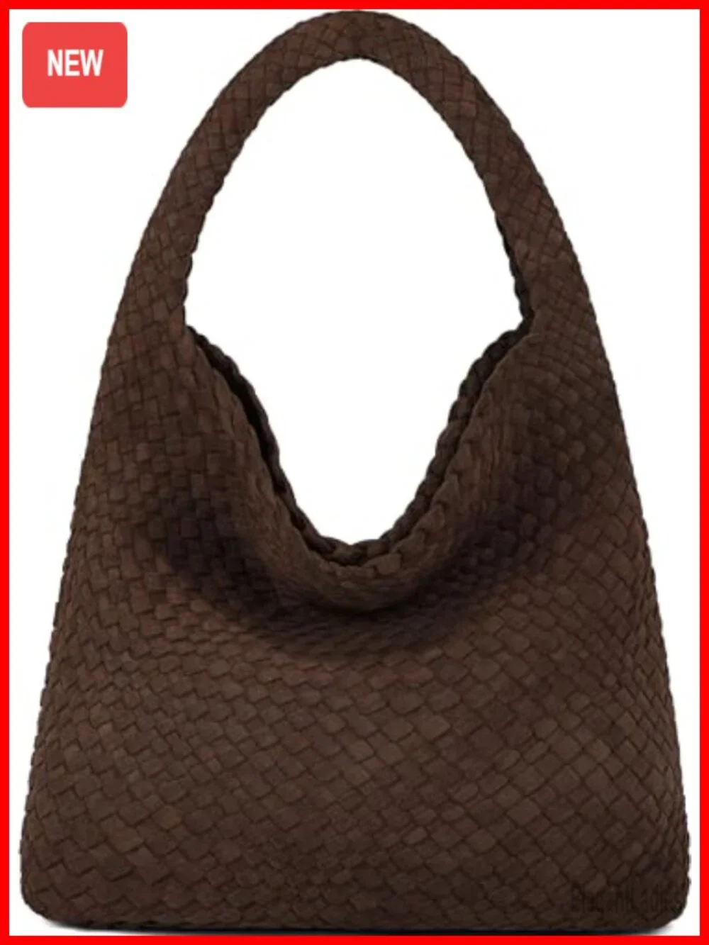 Vegan Leather Hobo Bag with Top Handle and Shoulder Strap Faux Suede Woven